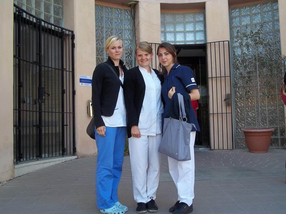medical interns in outside health clinic