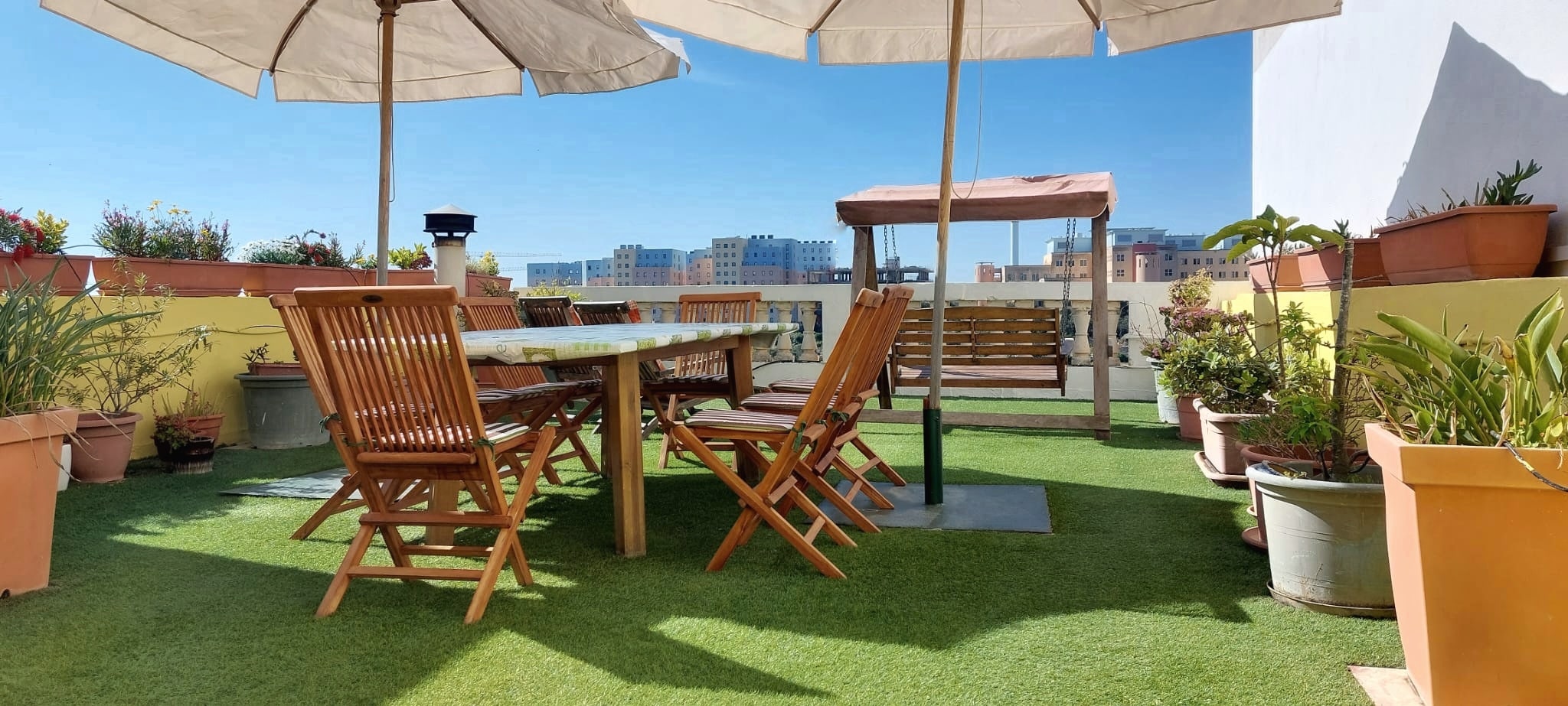 Sun terrace at Looza student accommodation Malta